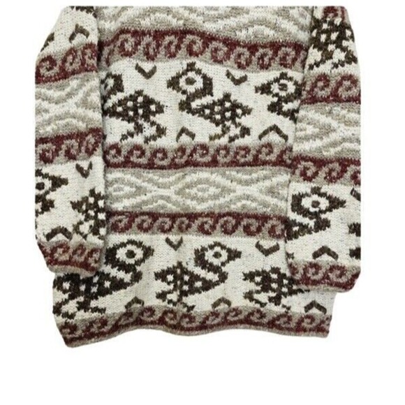 Vintage EXPRESS Tricot Chunky HandKnitted Wool Angora Sweater Size L Fisherman - Picture 4 of 12